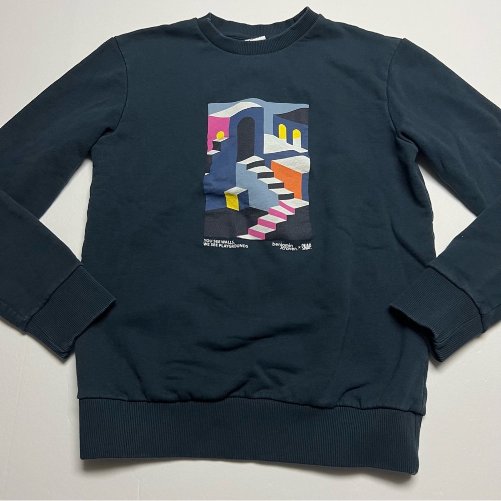 SNAP Climbing x Craven Sweater In Navy Relaxed Fit Organic Cotton Size: Small
